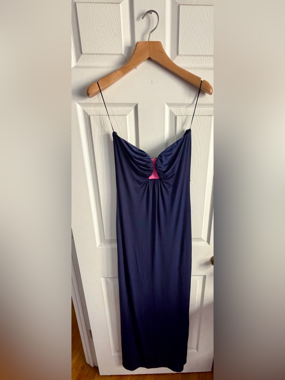 Amanda Uprichard Saladana Dress in Navy |Maxi Dress with Sweetheart Cutout - Picture 3 of 7